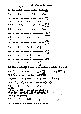 Đề trắc nghiệm Toán 11 - Chương Giới hạn
